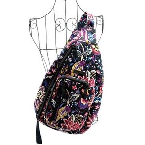 Vera Bradley Iconic Floral Full Size Quilted Cotton Sling Bag Backpack Foxwood